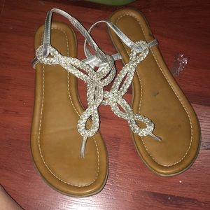 Silver and Gold sandals.